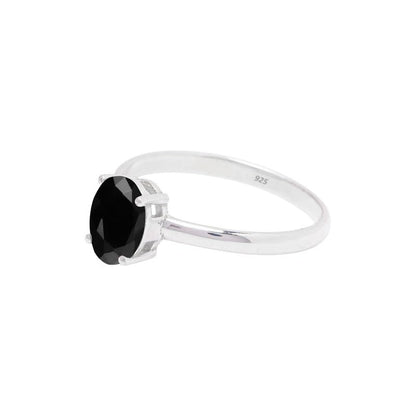 Black Onyx Stone Ring, 925 Sterling Silver For Women Promise Ring Size US 10