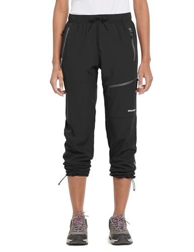 BALEAF Women's Hiking Pants Quick Dry Water Resistant Lightweight Joggers Pant for All Seasons Elastic Waist Black Size M