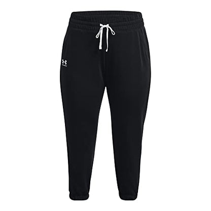 Under Armour Womens Rival Terry Jogger , Black (001)/Lime Foam , 2X