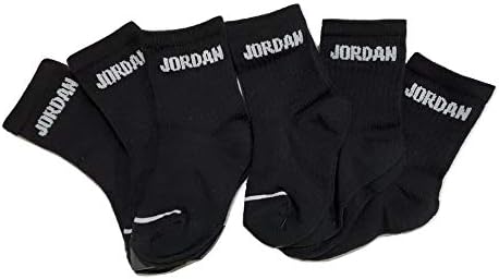 Nike Jordan Kids 6 Pair Pack Crew Socks Size 4-5 (7c-10c) - Black