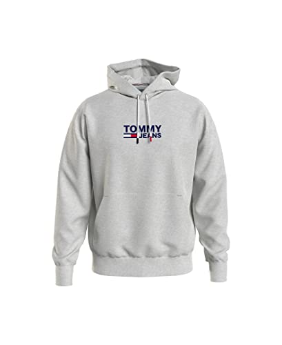 Tommy Hilfiger mens Logo Hoodie Sweatshirt, Bc05 Metal Grey Heather, Medium US