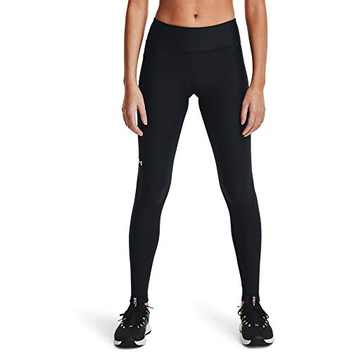 Under Armour Women's HeatGear Armour Mid No-Slip Waistband Pocketed Leggings , Black (001)/White , Medium