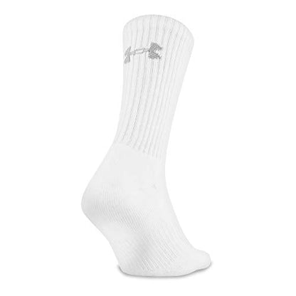 Under Armour Adult Charged Cotton Crew Socks, Multipairs , White/Gray (6-Pairs) , Medium