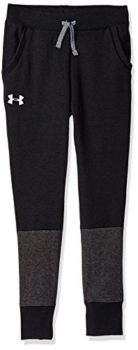 Under Armour Boys' Double Knit Tapered Pants, Black (001)/White, Youth Small