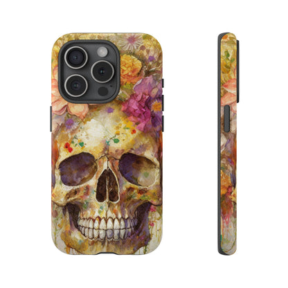 Unique Floral Skull Tough Phone Case
