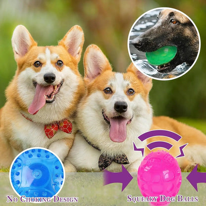 3'' Squeaky Dog Toy Balls for Large Medium Breed, Indestructible Dog Balls for Playing, Fetching & Retrieving, Durable Aggressive Chewers, 2 PCS Blue