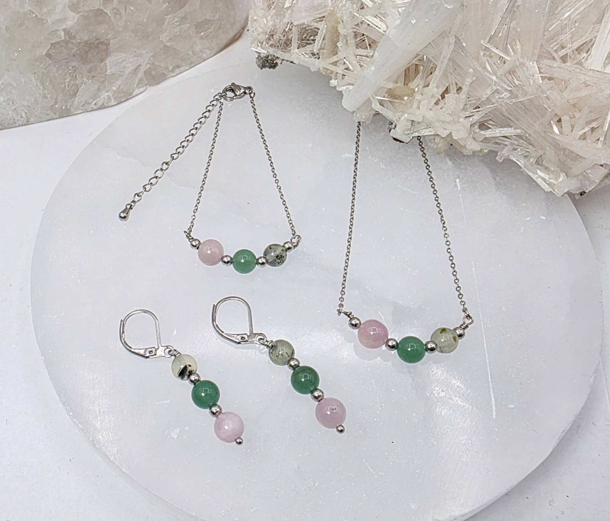 LEAD WITH LOVE - Kunzite, Green Aventurine, Prehnite Jewelry Set