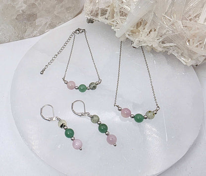 LEAD WITH LOVE - Kunzite, Green Aventurine, Prehnite Jewelry Set