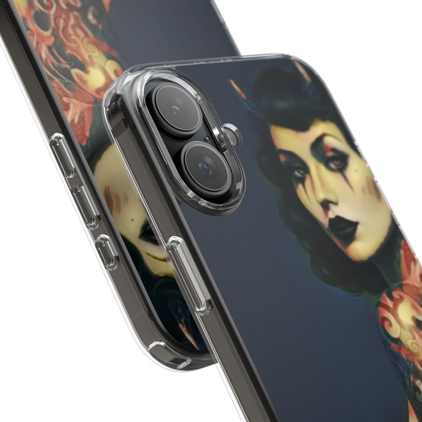 Gothic Devilish Tattooed Beauty Clear Phone Case