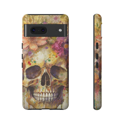 Unique Floral Skull Tough Phone Case