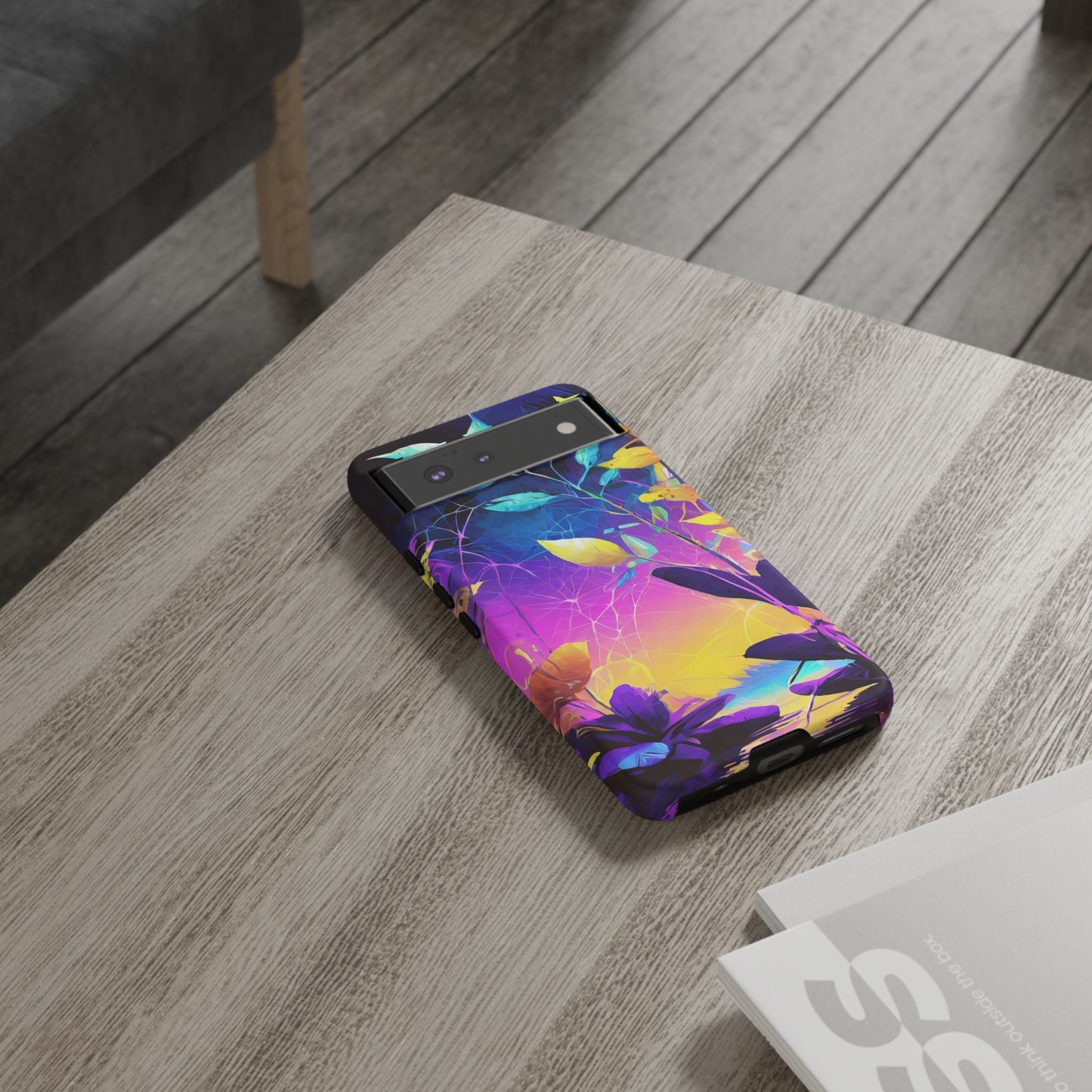 Artistic Vibrant Neon Floral Leaf Tough Phone Case