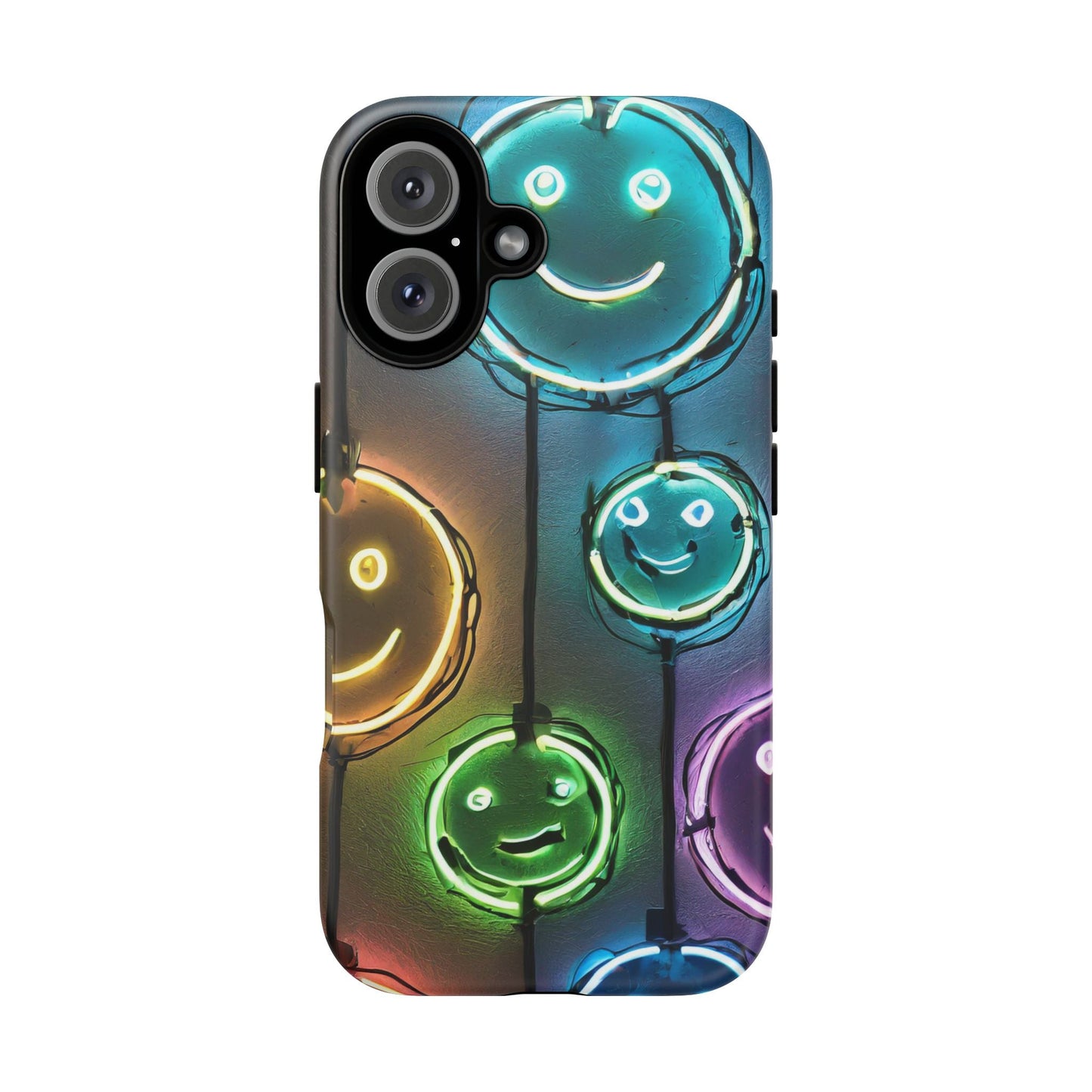 Colorful Neon Smiley Face Phone Case - Tough & Stylish Protection
