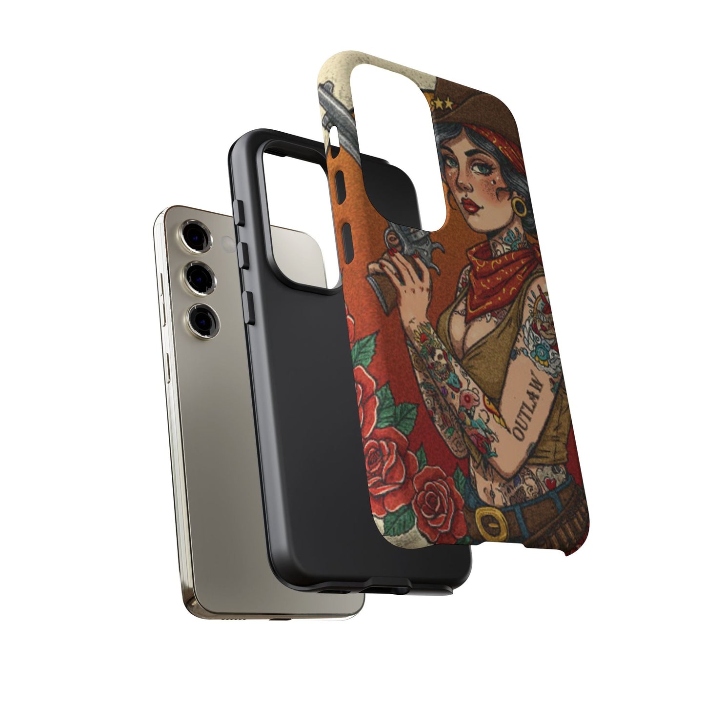 Vintage Western Tough Phone Case with Outlaw Design