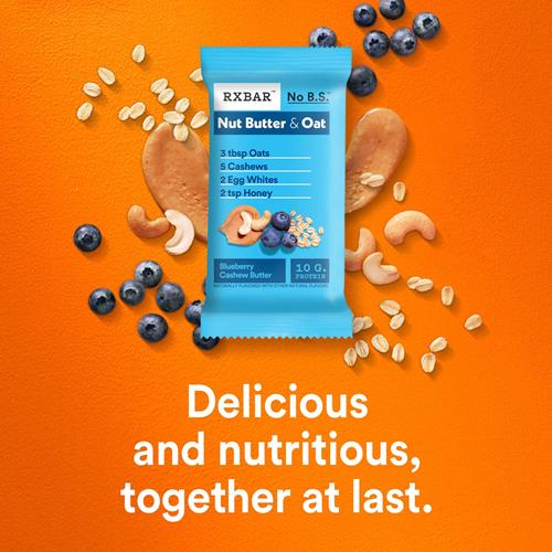 Rxbar Nut Butter And Oat Protein Bars, Protein Snacks, Snack Bars, Blueberry Cashew Butter, 9.7Oz Box (5 Bars)