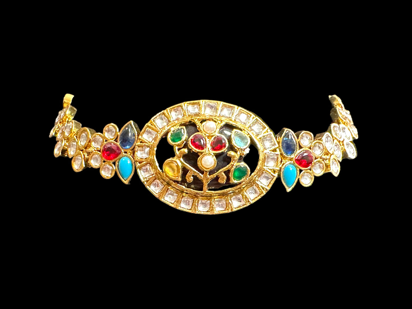 C335 kundan choker set - Navratan ( READY TO SHIP )