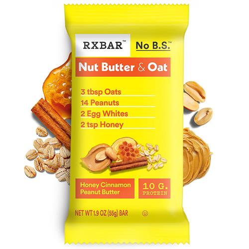 Rxbar Nut Butter And Oat Protein Bars, Protein Snacks, Snack Bars, Honey Cinnamon Peanut Butter, 9.7Oz Box (5 Bars)