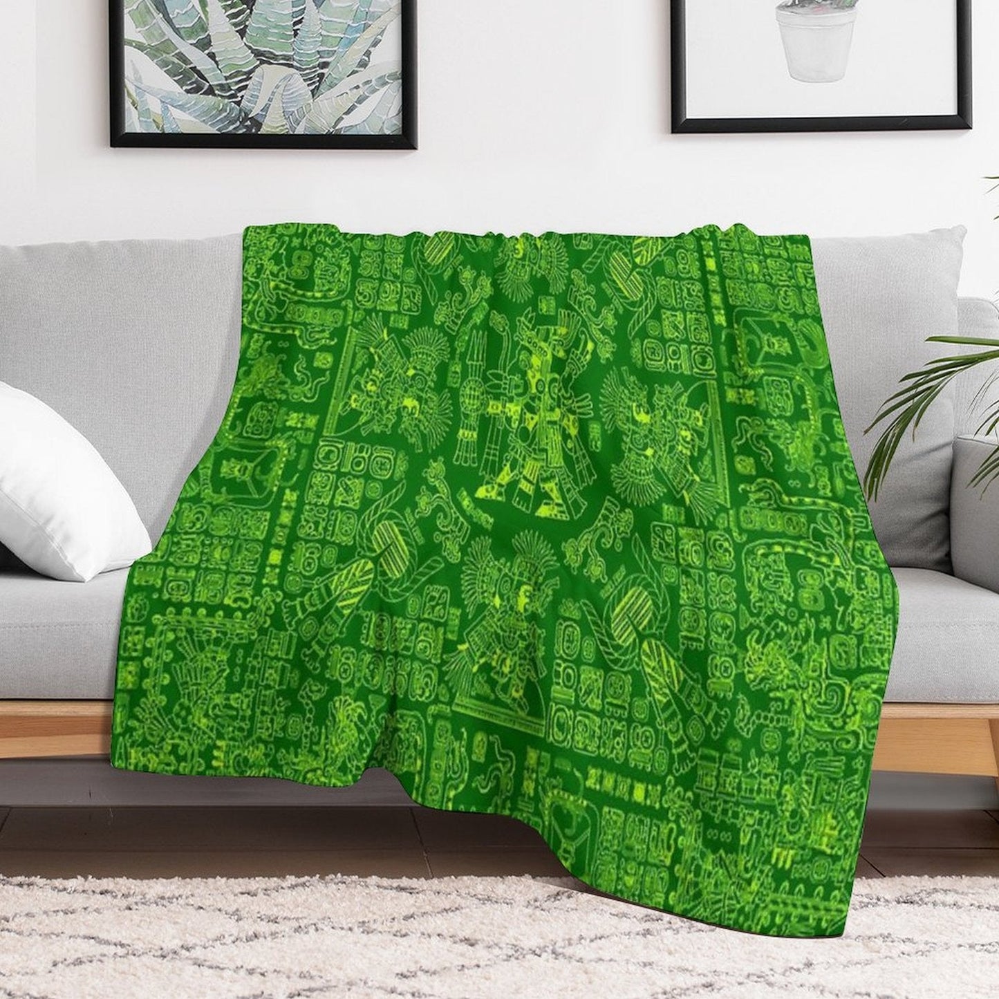 Mayan Spring GREEN Throw Blanket