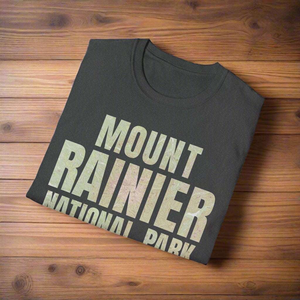 Mount Rainier Topographic Map National Park Unisex Fit Soft T-Shirt