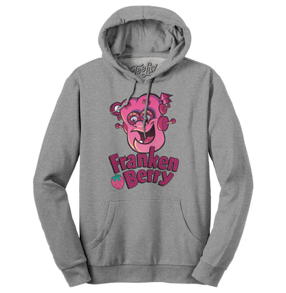 Franken Berry Monster Cereal Mascot Hooded Sweatshirt - Oxford Gray