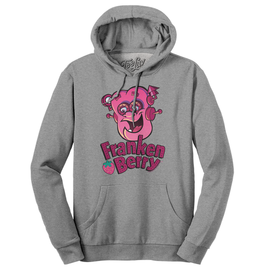 Franken Berry Monster Cereal Mascot Hooded Sweatshirt - Oxford Gray