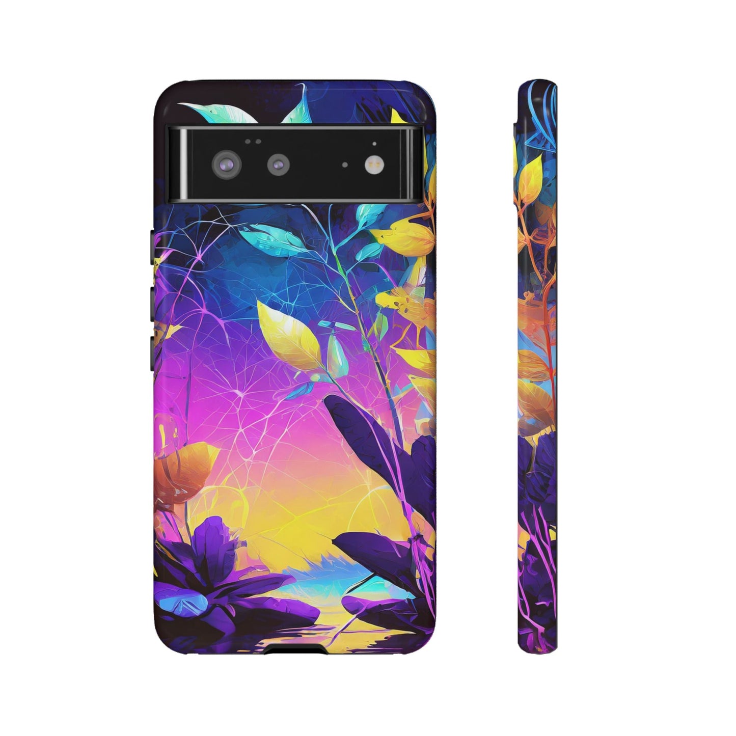 Artistic Vibrant Neon Floral Leaf Tough Phone Case