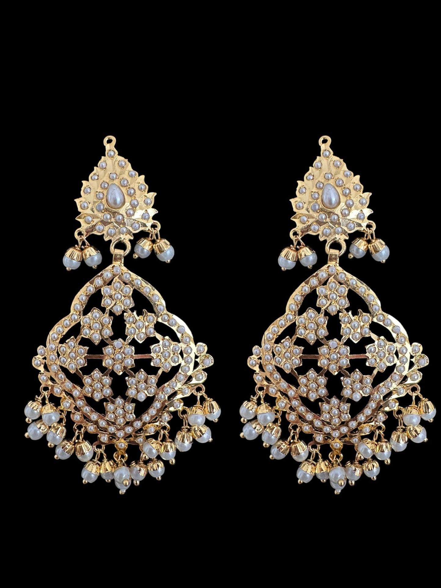 Mehru Jadau chandbali earrings tika in pearls ( READY TO SHIP )