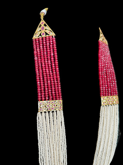 DLN64 pearl Rani haar with beads ( READY TO SHIP  )