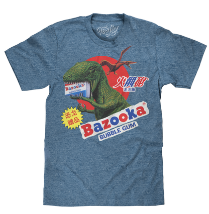 Bazooka Bubble Gum Dinosaur T-Shirt - Cabo Blue