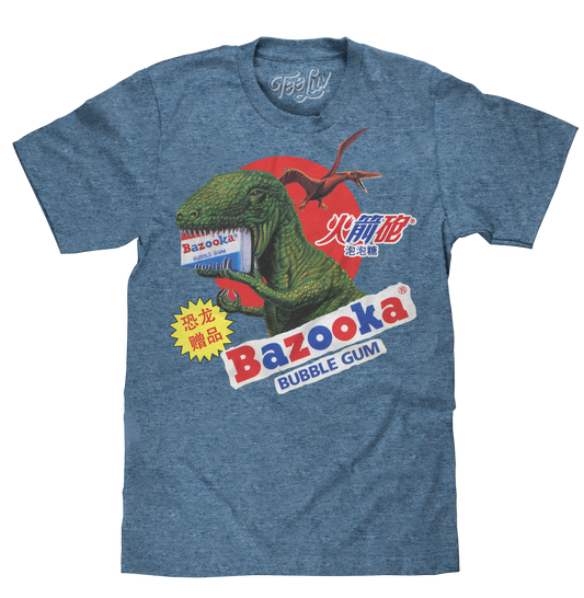 Bazooka Bubble Gum Dinosaur T-Shirt - Cabo Blue