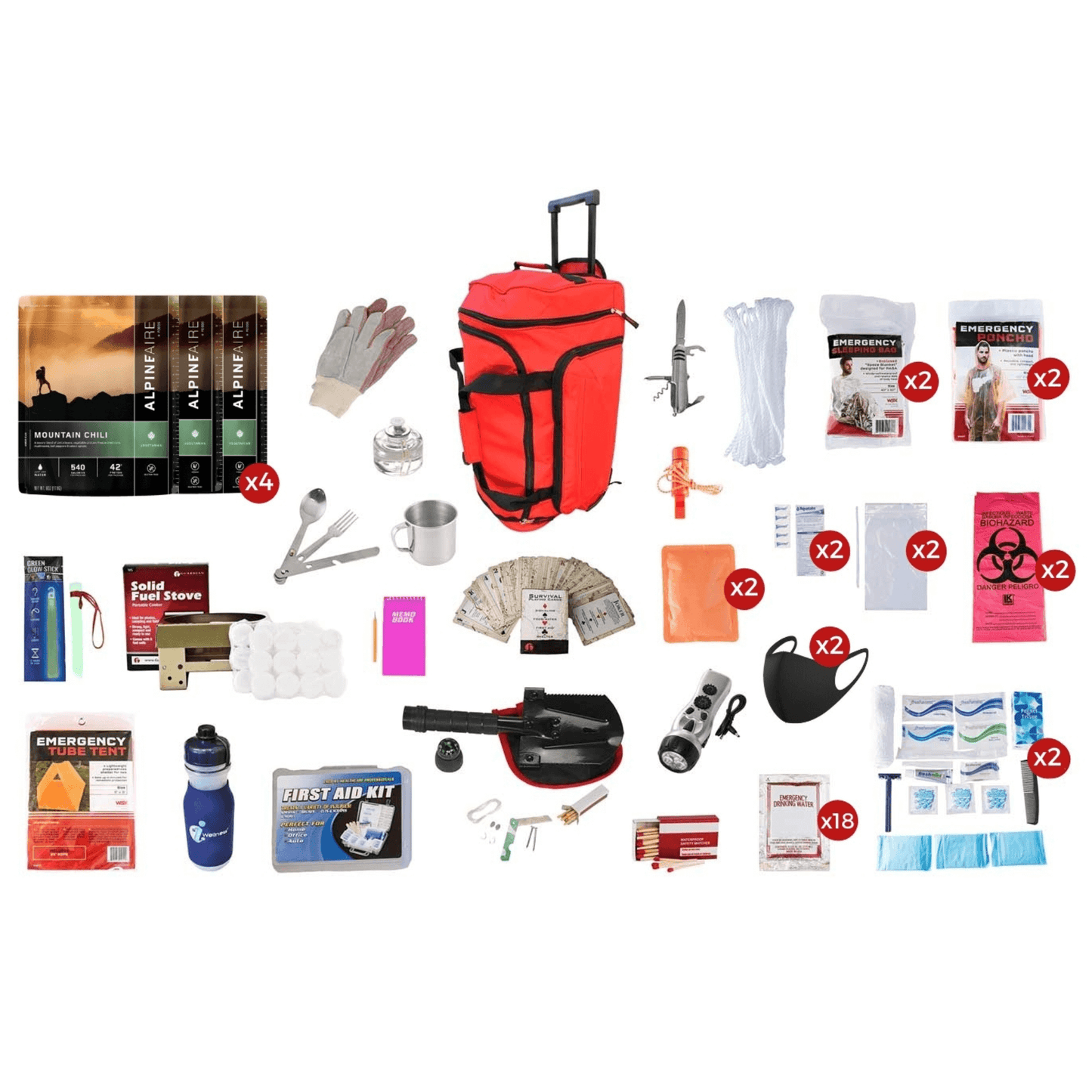 WSK 14-Day Deluxe Food Storage Emergency Survival Kit with Rolling Bag