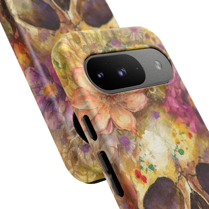 Unique Floral Skull Tough Phone Case