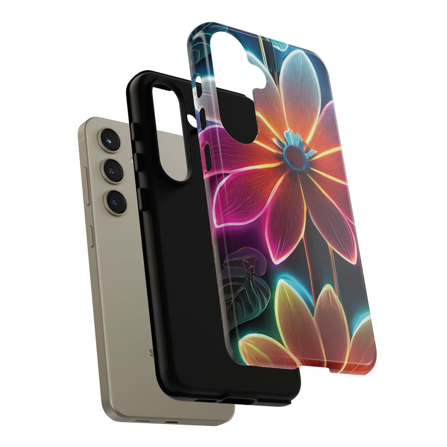Vibrant Neon Flowers Tough Phone Case