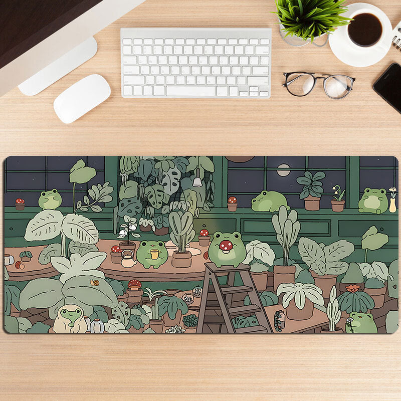 Botanical Frog Greenhouse Gaming Desk Pad
