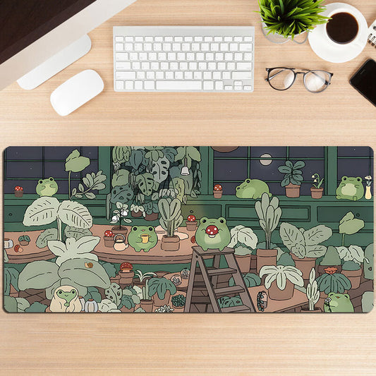 Botanical Frog Greenhouse Gaming Desk Pad