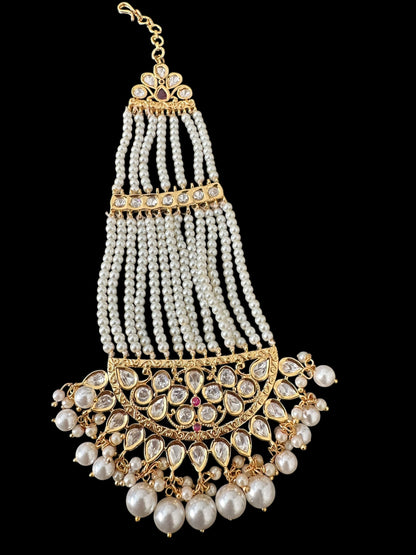 DJHR149 Gold plated high quality Polki jhoomar - Ruby ( READY TO SHIP )