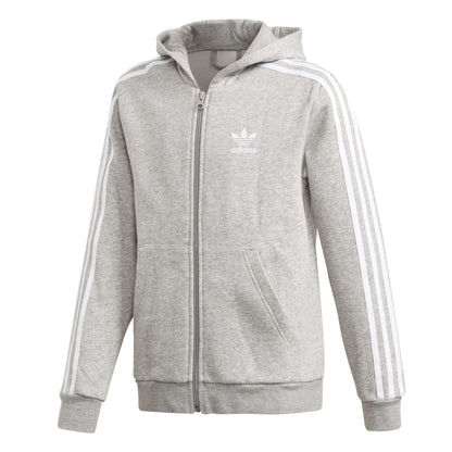 adidas Originals Youth Boys Trefoil Full-Zip Hoodie - MEDIUM GREY / HEATHER WHITE