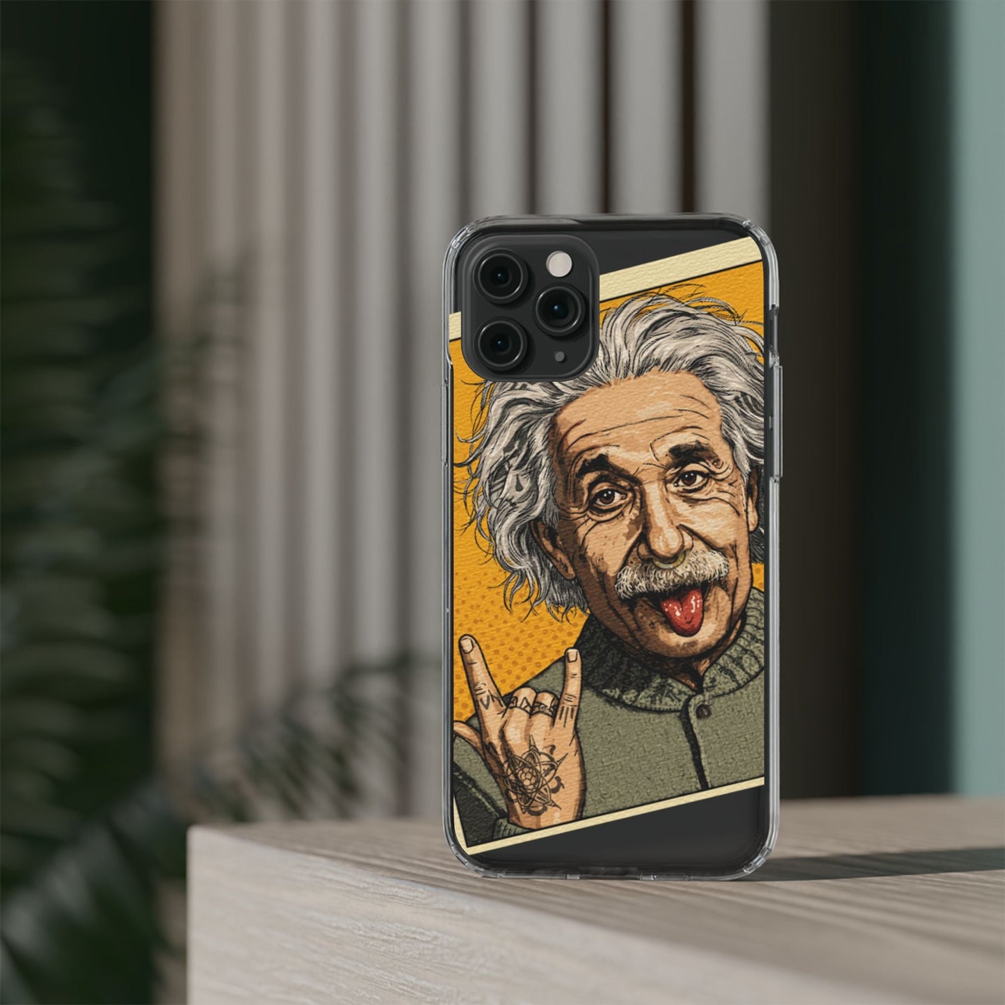Edgy Einstein Clear Phone Cases