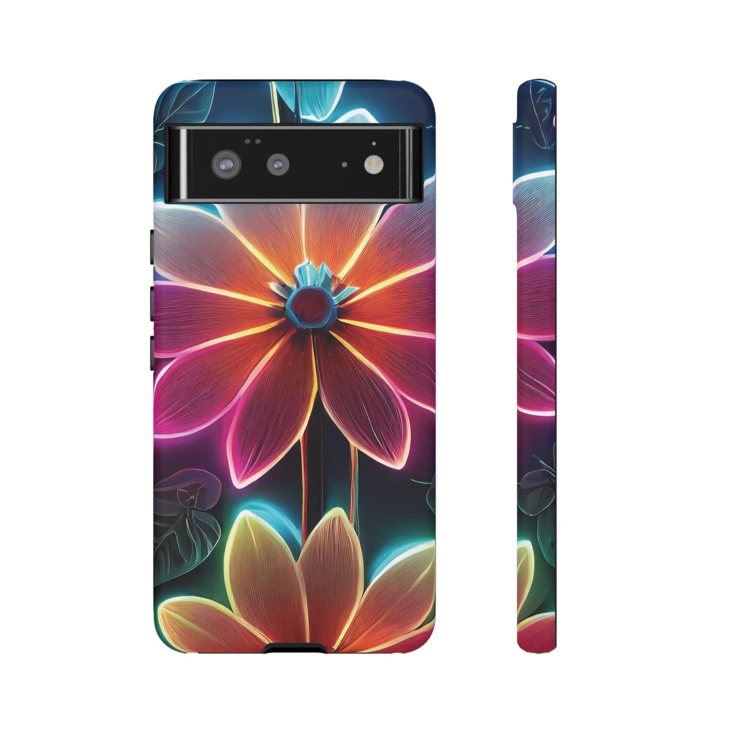 Vibrant Neon Flowers Tough Phone Case