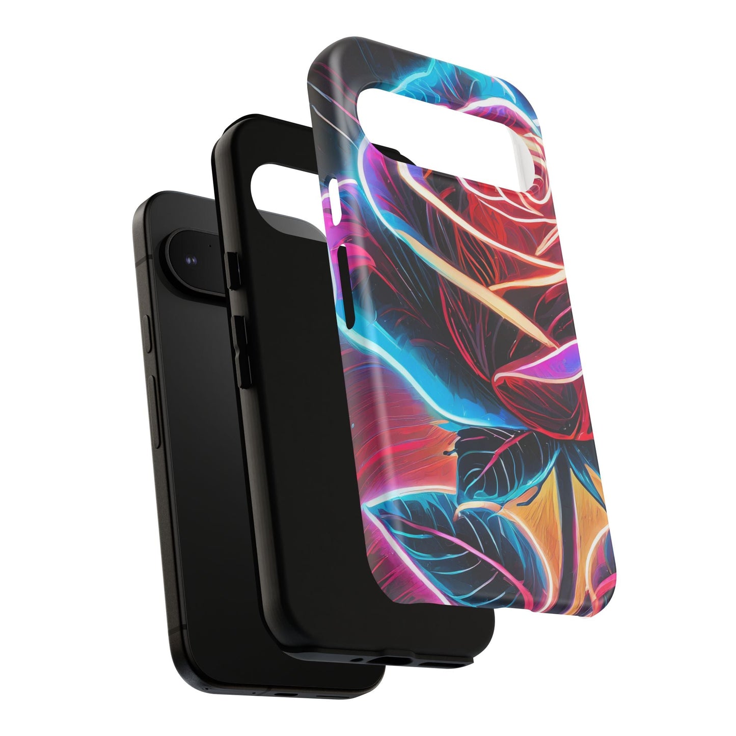 Artistic Neon Rose Tough Phone Case