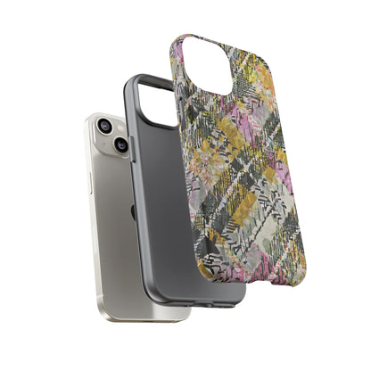 Purple Plaid Floral Artistic Tough Phone Case