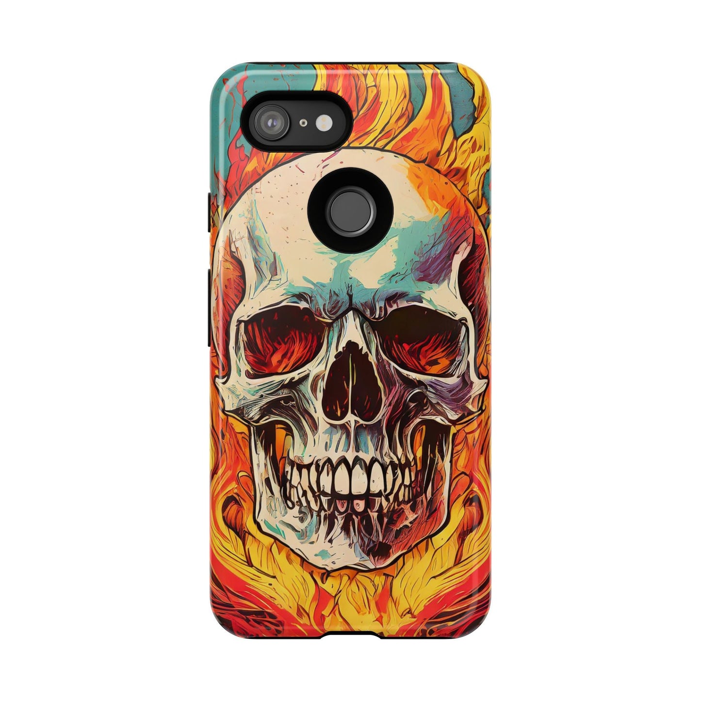 Flaming Skull Tough Phone Case