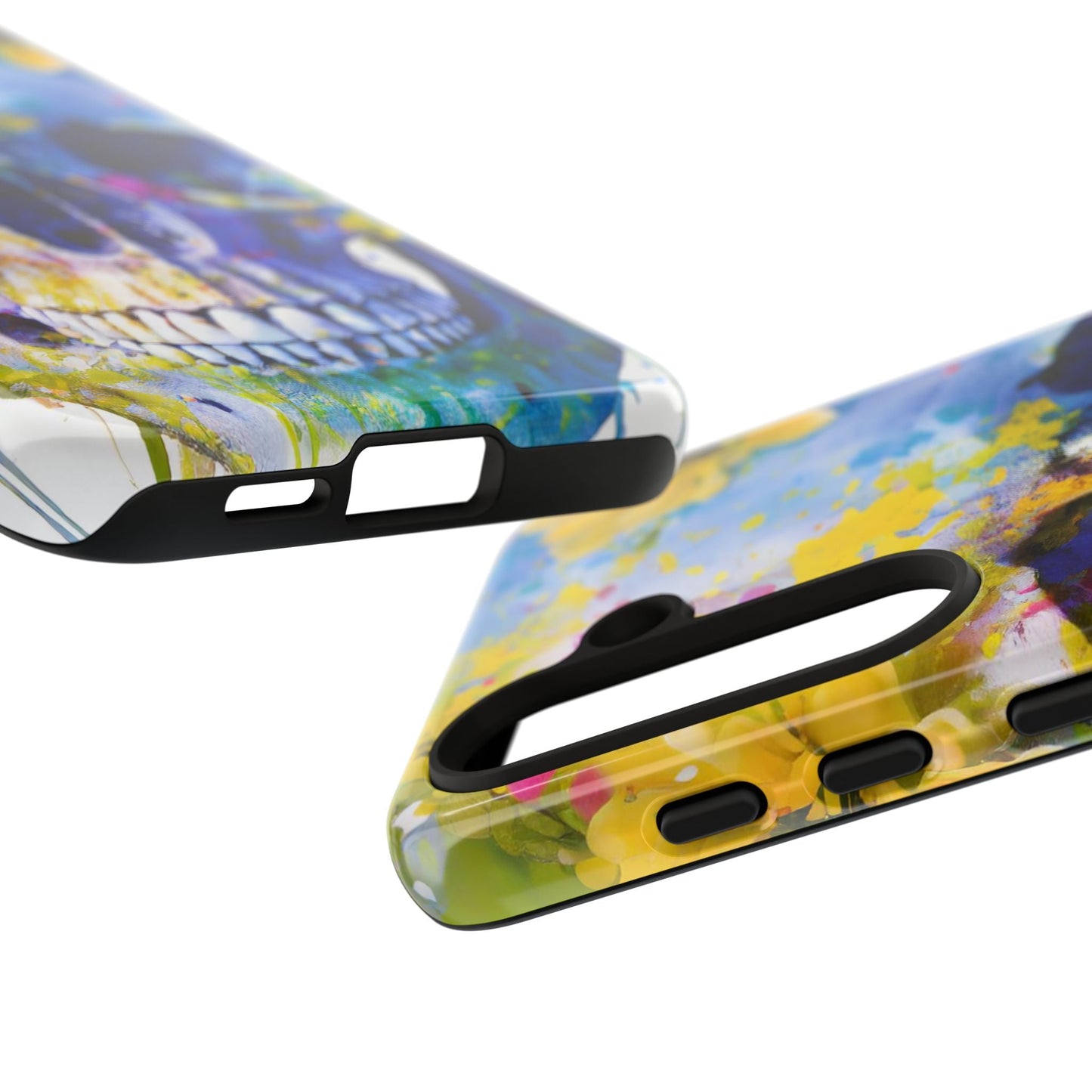 Vibrant Blue Floral Skull Tough Phone Case