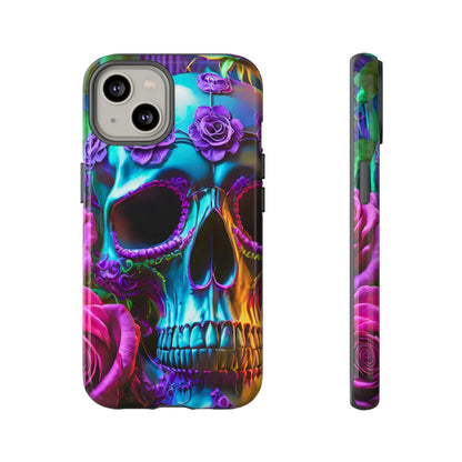 Neon Skull and Roses Vibrant Tough Phone Case
