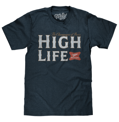 Miller High Life Champagne of Beers T-Shirt - Heather Navy Blue