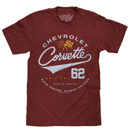 Chevrolet Corvette 62 Race Tested Street Proven T-Shirt - Crimson Heather