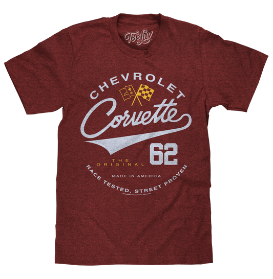 Chevrolet Corvette 62 Race Tested Street Proven T-Shirt - Crimson Heather
