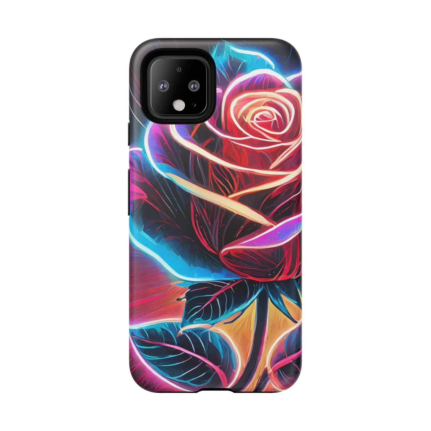 Artistic Neon Rose Tough Phone Case