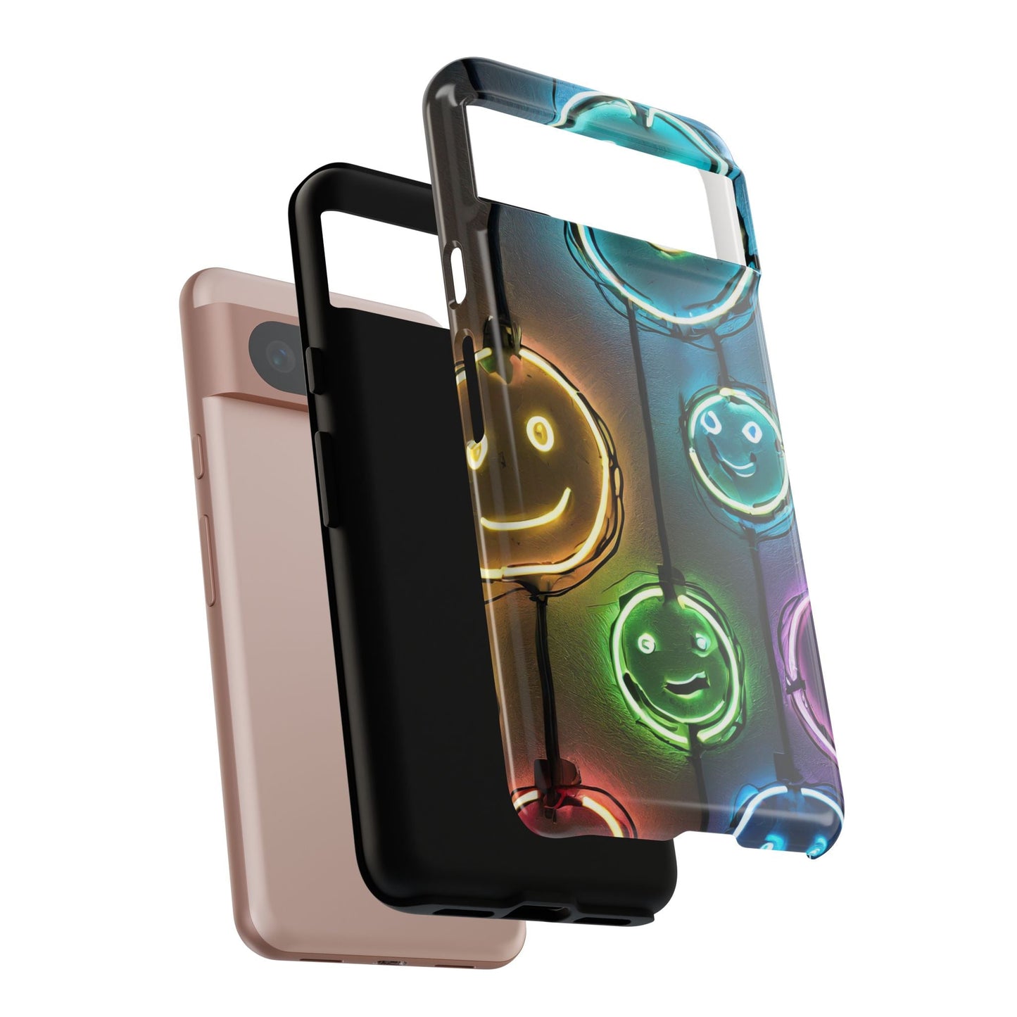 Colorful Neon Smiley Face Phone Case - Tough & Stylish Protection