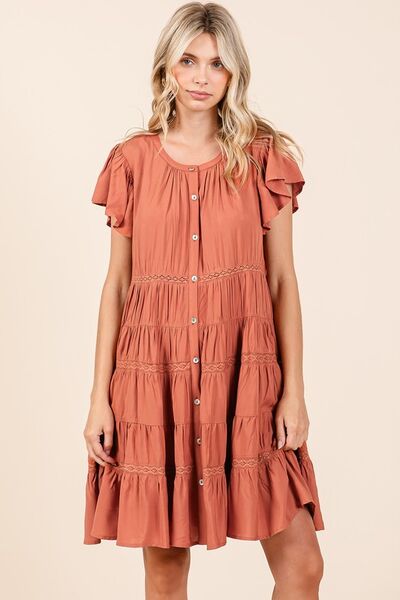 Mittoshop Lace Detail Ruffled Button Down Tiered Dress #2