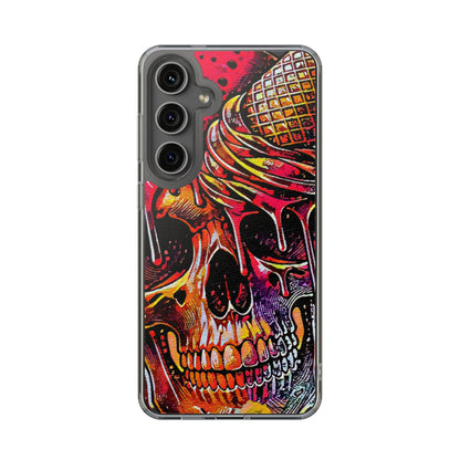 Neon Ice Cream Skull Clear Phone Case